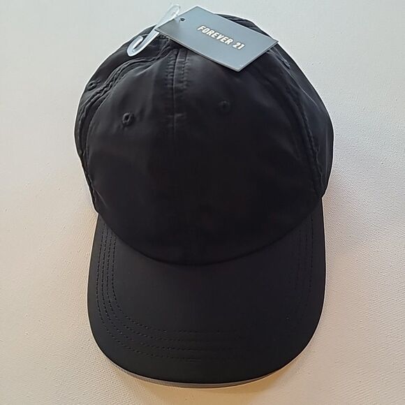 Forever 21 Baseball Hat Cap Strap Back Black Plain Blank Adjustable - Picture 1 of 4